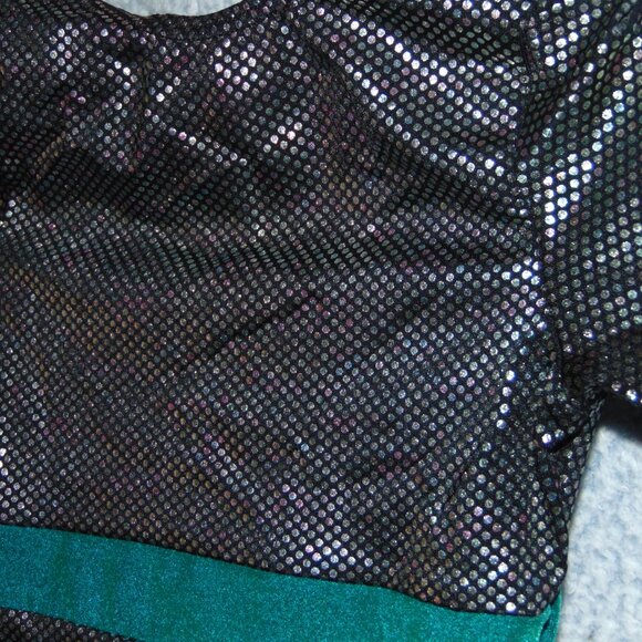 GK Long Sleeve Green Silver Leotard M - Picture 2 of 6